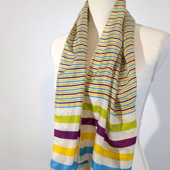 Striped Green and Multicolor Scarf - Picture 2 of 4